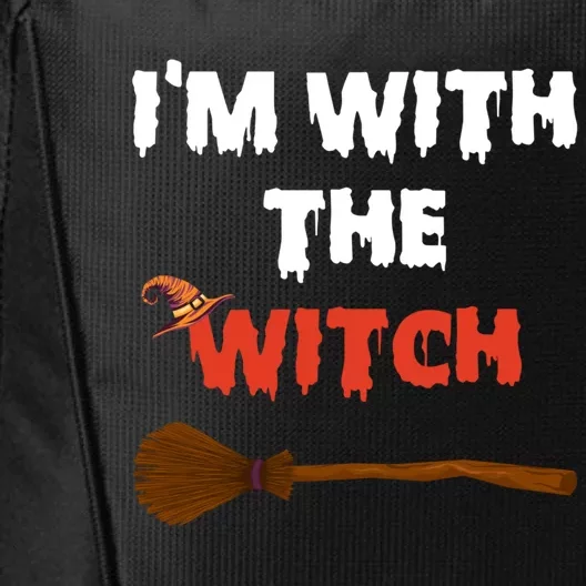 Im With The Witch Funny Halloween Costume Couples Gift City Backpack