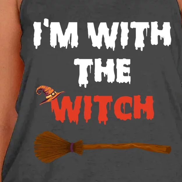 Im With The Witch Funny Halloween Costume Couples Gift Women's Knotted Racerback Tank