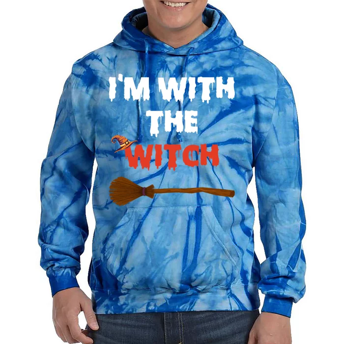 Im With The Witch Funny Halloween Costume Couples Gift Tie Dye Hoodie