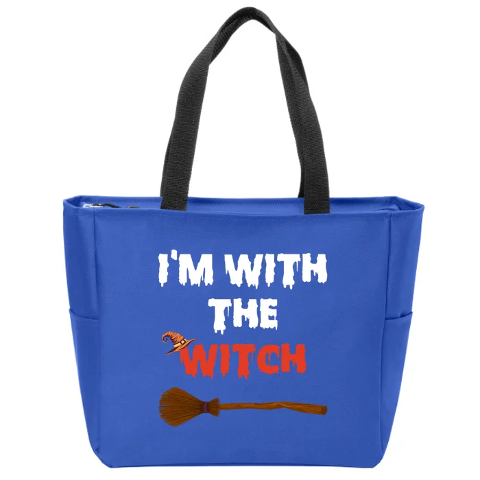 Im With The Witch Funny Halloween Costume Couples Gift Zip Tote Bag