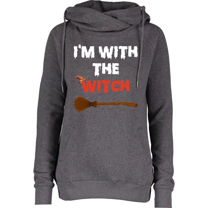 Im With The Witch Funny Halloween Costume Couples Gift Womens Funnel Neck Pullover Hood