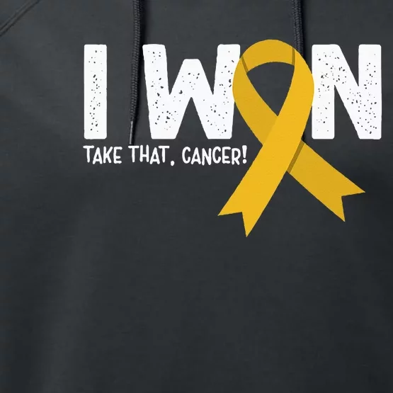 I Won Take That Cancer Childhood Cancer Survivor Performance Fleece Hoodie