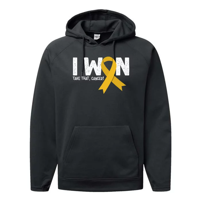 I Won Take That Cancer Childhood Cancer Survivor Performance Fleece Hoodie