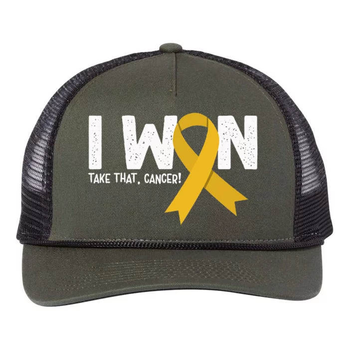 I Won Take That Cancer Childhood Cancer Survivor Retro Rope Trucker Hat Cap