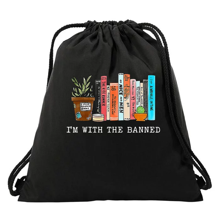 Im With The Banned Books I Read Banned Books Lovers Drawstring Bag