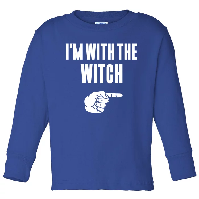 Im With The Witch Funny Halloween Couple Costume Gift Toddler Long Sleeve Shirt