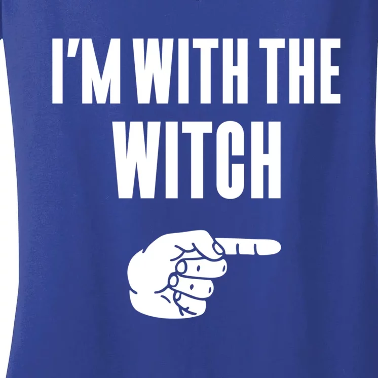 Im With The Witch Funny Halloween Couple Costume Gift Women's V-Neck T-Shirt