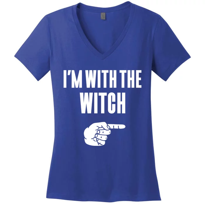 Im With The Witch Funny Halloween Couple Costume Gift Women's V-Neck T-Shirt