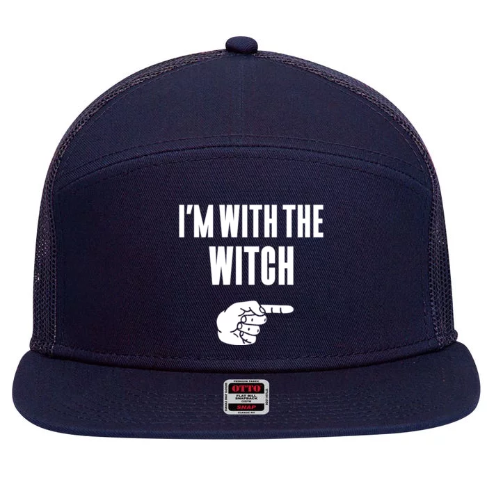 Im With The Witch Funny Halloween Couple Costume Gift 7 Panel Mesh Trucker Snapback Hat