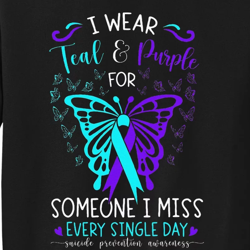 I Wear Teal And Purple Suicide Awareness Butterfly Support Sweatshirt