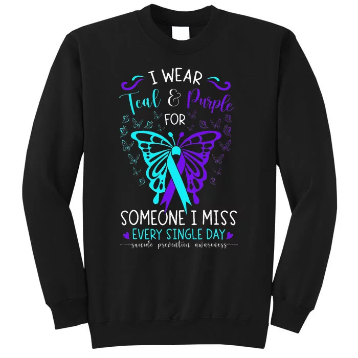 I Wear Teal And Purple Suicide Awareness Butterfly Support Sweatshirt