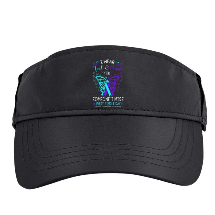 I Wear Teal And Purple Suicide Awareness Butterfly Support Adult Drive Performance Visor