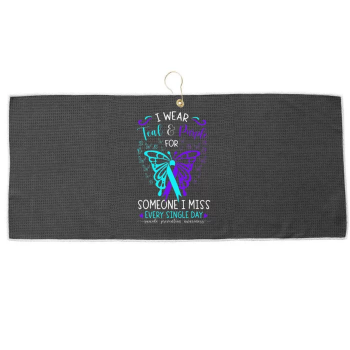 I Wear Teal And Purple Suicide Awareness Butterfly Support Large Microfiber Waffle Golf Towel