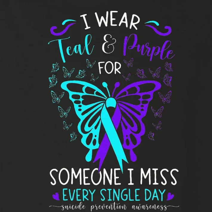 I Wear Teal And Purple Suicide Awareness Butterfly Support Toddler Long Sleeve Shirt