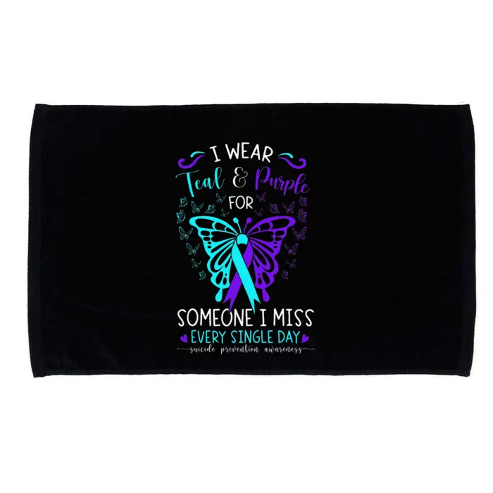 I Wear Teal And Purple Suicide Awareness Butterfly Support Microfiber Hand Towel