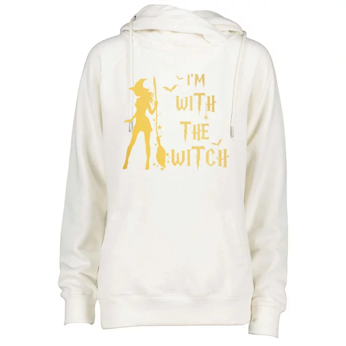 Im With The Witch Halloween Couple Funny Great Gift Womens Funnel Neck Pullover Hood