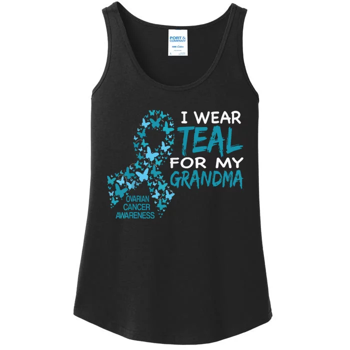 I Wear Teal For My Grandma Ovarian Cancer Awareness T Ladies Essential Tank