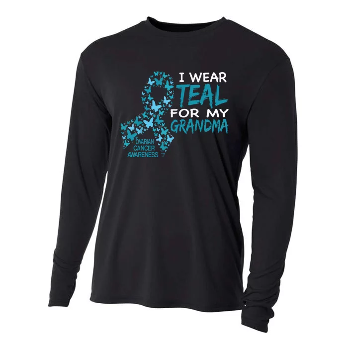 I Wear Teal For My Grandma Ovarian Cancer Awareness T Cooling Performance Long Sleeve Crew