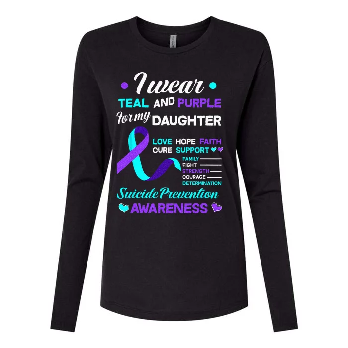 I Wear Teal & Purple For My Daughter Suicide Prevention Womens Cotton Relaxed Long Sleeve T-Shirt