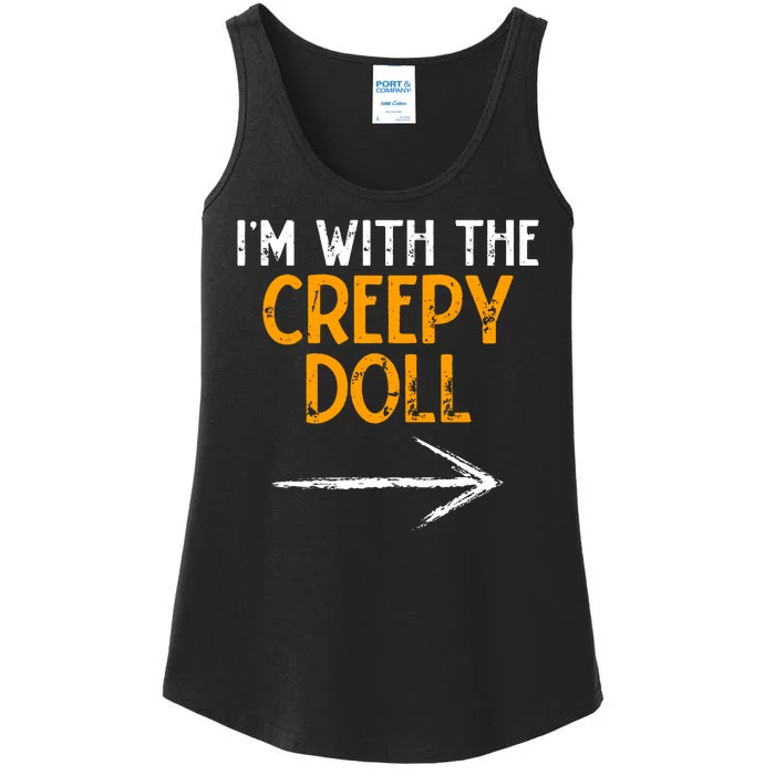 IM With The Creepy Doll Costume Halloween Couple Matching Ladies Essential Tank