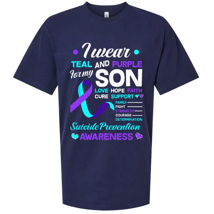 I Wear Teal & Purple For My Son Suicide Prevention Awareness Sueded Cloud Jersey T-Shirt