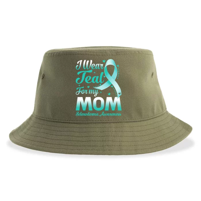 I Wear Teal For My Mom Scleroderma Awareness Ribbon Gift Sustainable Bucket Hat