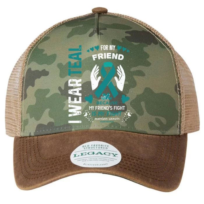 I Wear Teal For My Friend Ovarian Cancer Ribbon Awareness Legacy Tie Dye Trucker Hat