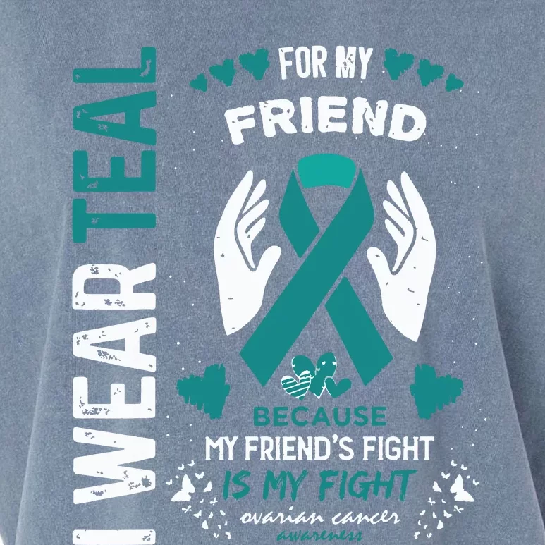 I Wear Teal For My Friend Ovarian Cancer Ribbon Awareness Garment-Dyed Women's Muscle Tee