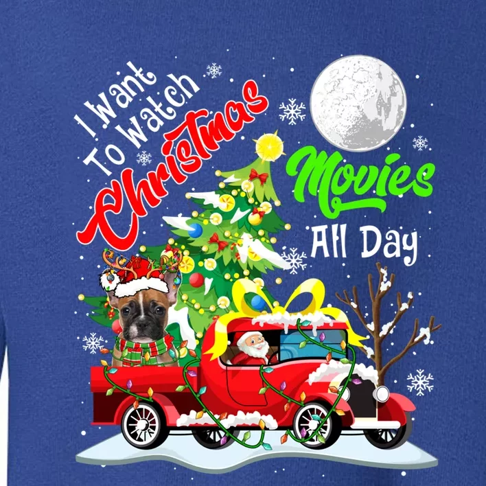 I Want To Watch Xmas Movies Santa French Bulldog On Truck Gift Toddler Sweatshirt