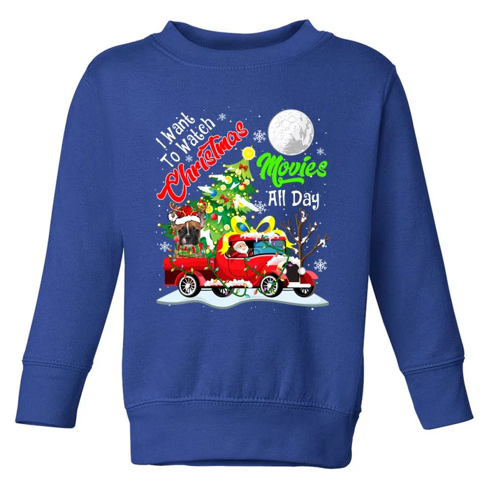 I Want To Watch Xmas Movies Santa French Bulldog On Truck Gift Toddler Sweatshirt