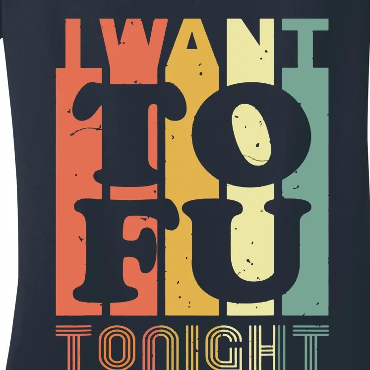 I Want Tofu Tonight Retro Funny Vegan Vegetarian Women's V-Neck T-Shirt