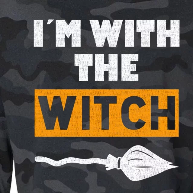 Im With The Witch Funny Halloween Couple Costume Gift Cropped Pullover Crew