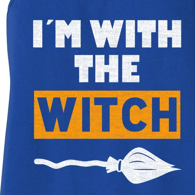 Im With The Witch Funny Halloween Couple Costume Gift Women's Racerback Tank