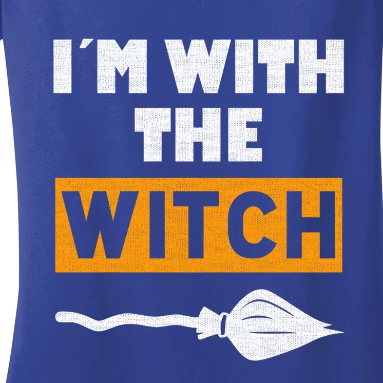 Im With The Witch Funny Halloween Couple Costume Gift Women's V-Neck T-Shirt