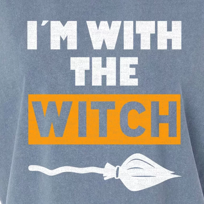 Im With The Witch Funny Halloween Couple Costume Gift Garment-Dyed Women's Muscle Tee