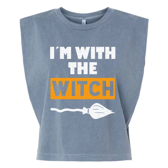 Im With The Witch Funny Halloween Couple Costume Gift Garment-Dyed Women's Muscle Tee