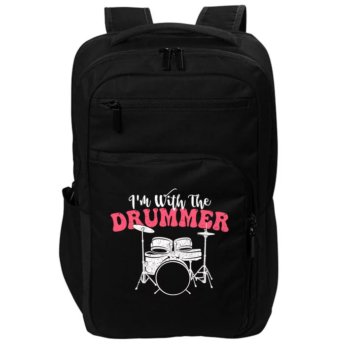 IM With The Drummer Band Percussionist Drumming Impact Tech Backpack