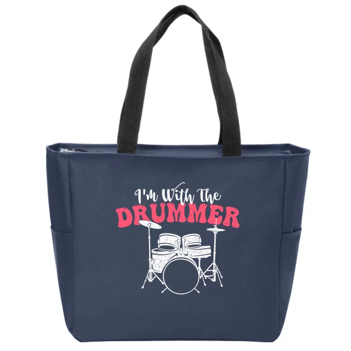 IM With The Drummer Band Percussionist Drumming Zip Tote Bag