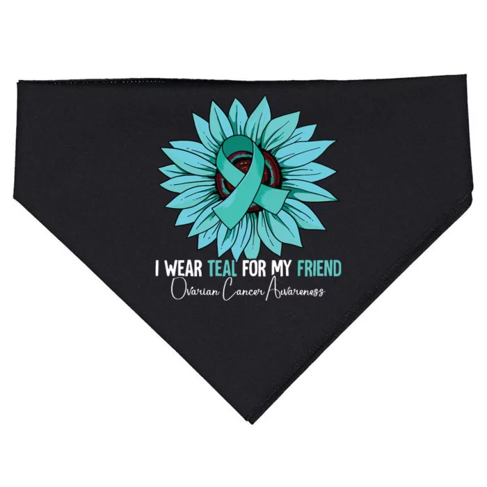 I Wear Teal For My Friend Ovarian Cancer Awareness USA-Made Doggie Bandana