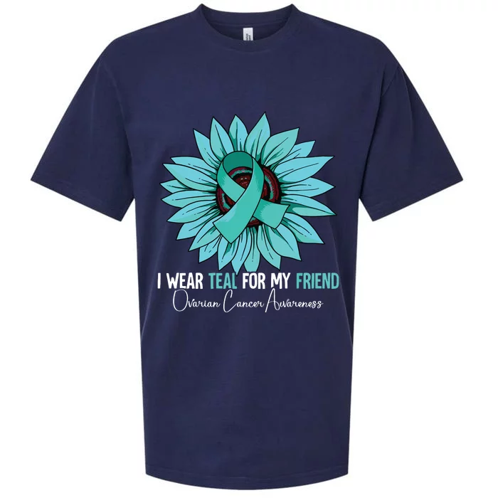 I Wear Teal For My Friend Ovarian Cancer Awareness Sueded Cloud Jersey T-Shirt