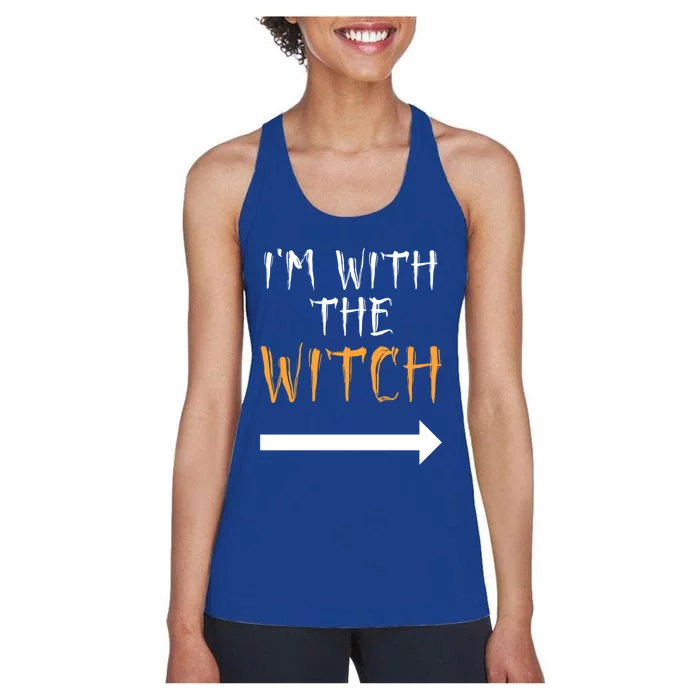 Im With The Witch Funny Halloween Couples Costume Gift Women's Racerback Tank