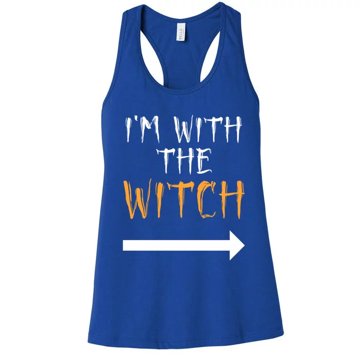 Im With The Witch Funny Halloween Couples Costume Gift Women's Racerback Tank