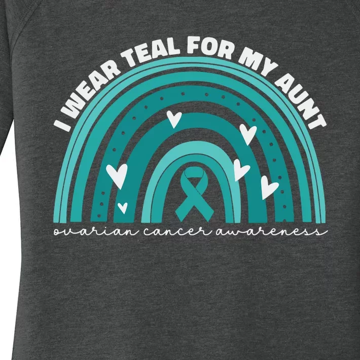 I Wear Teal For My Aunt Auntie Ovarian Cancer Awareness Women's Perfect Tri Tunic Long Sleeve Shirt