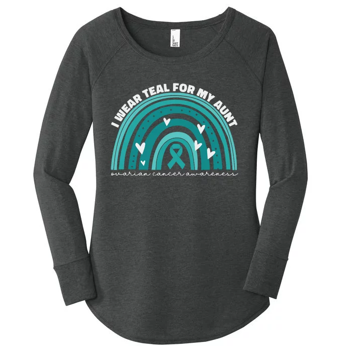 I Wear Teal For My Aunt Auntie Ovarian Cancer Awareness Women's Perfect Tri Tunic Long Sleeve Shirt