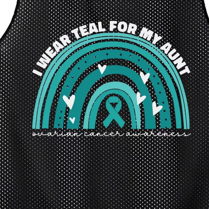 I Wear Teal For My Aunt Auntie Ovarian Cancer Awareness Mesh Reversible Basketball Jersey Tank