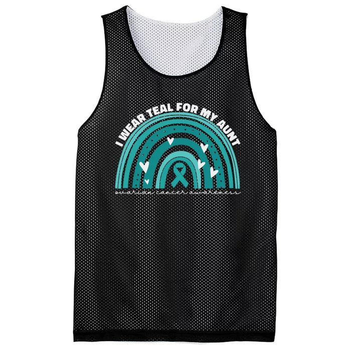 I Wear Teal For My Aunt Auntie Ovarian Cancer Awareness Mesh Reversible Basketball Jersey Tank