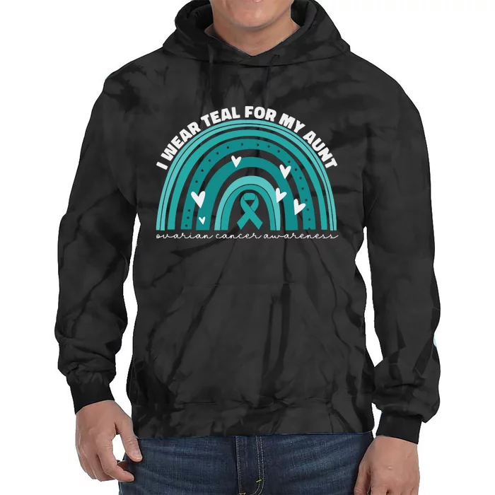 I Wear Teal For My Aunt Auntie Ovarian Cancer Awareness Tie Dye Hoodie