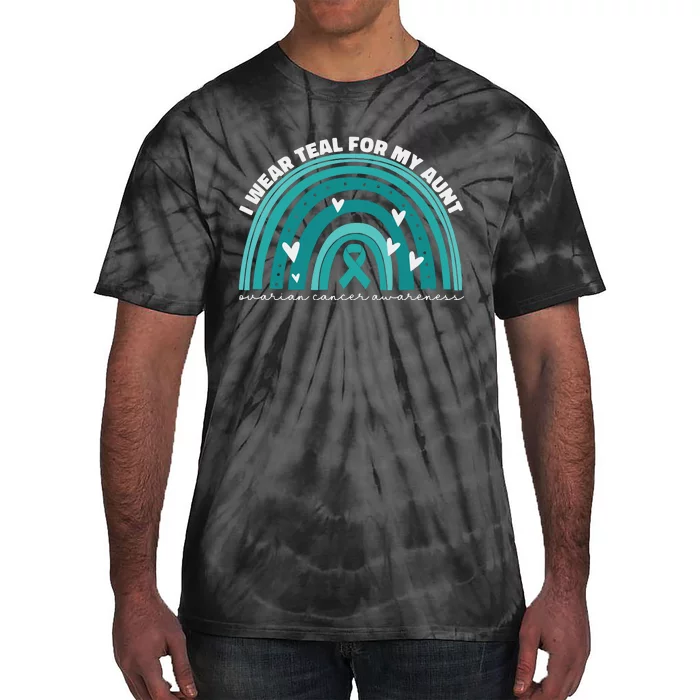 I Wear Teal For My Aunt Auntie Ovarian Cancer Awareness Tie-Dye T-Shirt