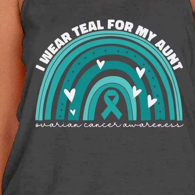 I Wear Teal For My Aunt Auntie Ovarian Cancer Awareness Women's Knotted Racerback Tank