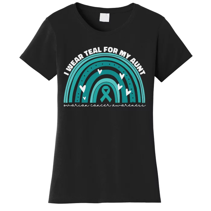 I Wear Teal For My Aunt Auntie Ovarian Cancer Awareness Women's T-Shirt